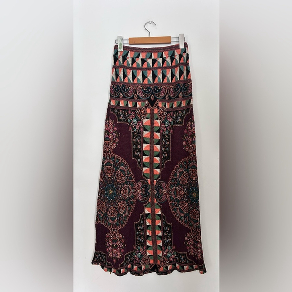 Farm Rio Anthropologie Mixed-Print Maxi Skirt Patterned long Multicolor knit - Picture 9 of 9